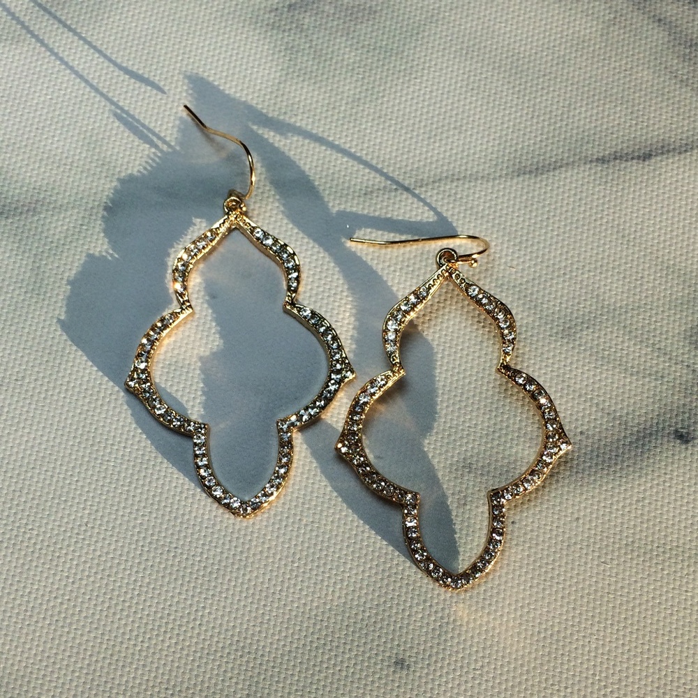 Gold Moroccan Pave Earrings